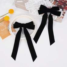 2 Miếng Vải nhung đen Nơ cột tóc , Thanh lịch Vintage Của phụ nữ Nơ Kẹp tóc Cho đám cưới , Buổi tiệc Và Sử dụng hàng ngày - màu đen - Xem 4