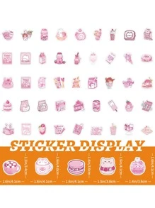 100 pièces Autocollants de gribouillages de dessins animés de collations roses, décoratifs pour bouteilles d'eau, voitures, bagages, décalcomanies d'autocollants