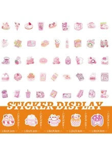 100 pièces Autocollants de gribouillages de dessins animés de collations roses, décoratifs pour bouteilles d'eau, voitures, bagages, décalcomanies d'autocollants