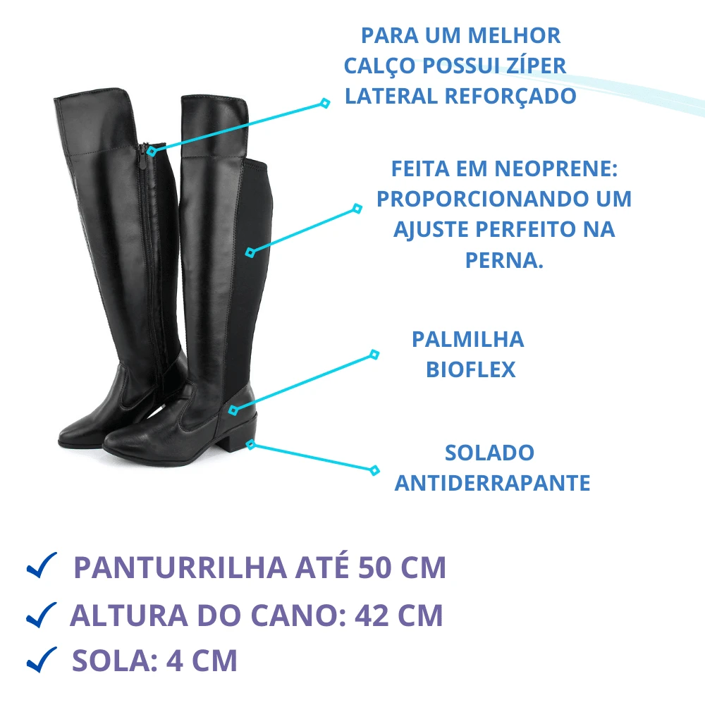 Bota Montaria Feminina Perna Grossa Confortável Neoprene | SHEIN Brasil