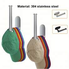 1 件装壁挂式不锈钢衣帽架 - 适用于厨房、浴室、卫生纸储存、橱柜、卷纸架 - 无需钻孔 - 銀色 - 查看 2