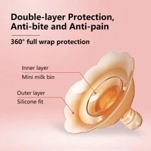 Lyntimo 2 Unidades de Protector de Pezón de Silicona para Lactancia Materna, para Dificultades de Agarre o Pezones Planos o Invertidos con Estuche de Transporte - nanoplata - Ver 3