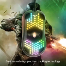 UMILA New Honeycomb Lightweight Rgb Gaming Mouse With Hollow Out Design And Cool Led Light Effect, Designed For E-Sports - Black - View 5