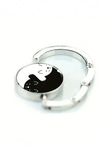 1PC Cartoon Pattern Hanging Hook Black&White Cat Printed Purse Folding Hanger For Tables Desk For Hanging Bags - Black and White - View 4