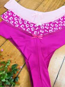 Women Thongs - 玫紅色 - 查看 4