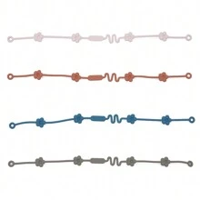 4pcs/Set Teething Silicone Chew Toy Strap, Baby Pacifier Chain, Baby Soother Toy Holder - Multicolor - View 4