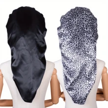 2 Chiếc Mũ Trùm Tóc Cho Nữ Bằng Vải Satin Đen Mềm Mượt Co Giãn Lớn Mũ Trùm Đầu Cho Nữ Mũ Trùm Đầu Họa Tiết Da Báo - nhiều màu - Xem 10