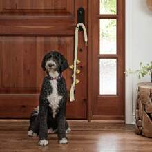 Bell Hanging Rope Cat Toys, Outdoor Alarm Bell For Dog Training, Pet Doorbell Handmade Braided Wood Bead Woven Hanging Rope - White - View 5