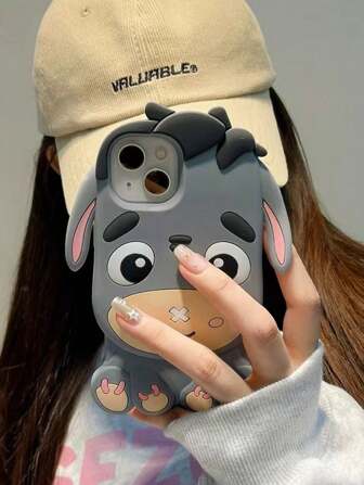 Funny Phone Case Apple Cute Cartoon Donkey Couple Design Silicone Shockproof Full Body Mobile Phone Case Cover Compatible With Iphone 11/12/13/14/15/16 Pro Max Waterproof Anti-Fall Scratch Resistant