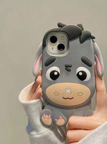 趣味手机壳苹果可爱卡通驴子情侣设计硅胶防震全身手机壳保护套适用于 11/12/13/14/15/16 Pro Max 防水防摔防刮