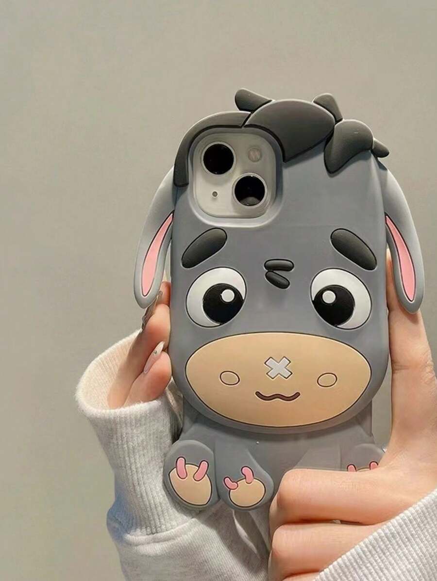 趣味手机壳苹果可爱卡通驴子情侣设计硅胶防震全身手机壳保护套适用于 11/12/13/14/15/16 Pro Max 防水防摔防刮