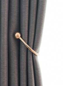 1/2 Móc rèm kim loại hình chữ U có bi tròn, Bộ 2/4 vít và 2/4 ống mở rộng, để cố định rèm - Vàng - Xem 1