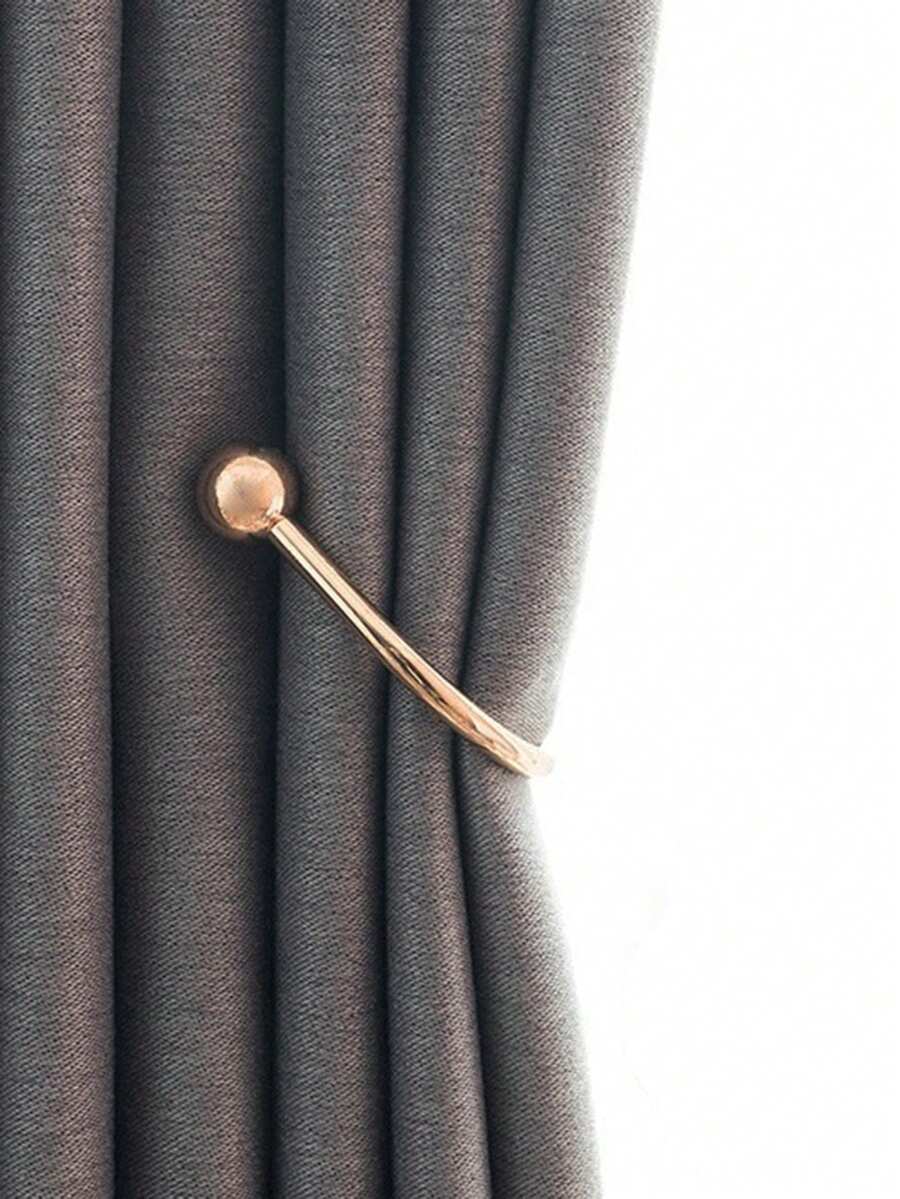 1/2 Móc rèm kim loại hình chữ U có bi tròn, Bộ 2/4 vít và 2/4 ống mở rộng, để cố định rèm - Vàng - Xem 1