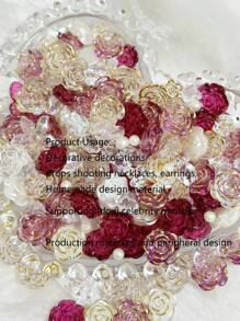 一袋70克冰透金边葡萄紫立体星空玫瑰混合蝴蝶结珍珠DIY手链手机壳项链饰品自制朋友礼物穿孔多功能饰品装饰道具可做相框装饰打造明星卡牌道具摆件 - 彩色 - 查看 4