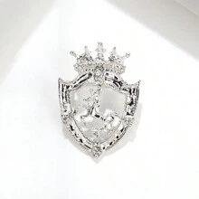 1 Pieza Broche Para Hombres Vintage Con Alas De Ángel, Diamante Recortado Al Viento De La Marina Y Diseño De Timón En El Cuello