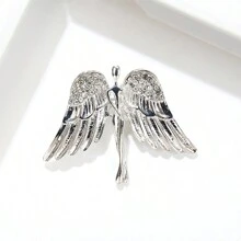 1 Pieza Broche Para Hombres Vintage Con Alas De Ángel, Diamante Recortado Al Viento De La Marina Y Diseño De Timón En El Cuello