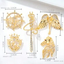 1 Pieza Broche Para Hombres Vintage Con Alas De Ángel, Diamante Recortado Al Viento De La Marina Y Diseño De Timón En El Cuello