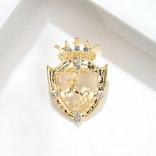 1 Pieza Broche Para Hombres Vintage Con Alas De Ángel, Diamante Recortado Al Viento De La Marina Y Diseño De Timón En El Cuello