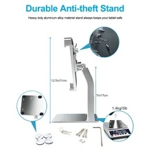 Anti-Theft Tablet Kiosk Stand, Aluminum Alloy With Security Lock And Key 360° Swivel Security IPad Desktop Floor Stand Easy Office Painting Design Comfortable Neck Protector For 7-11 Inch Tablets - Silver - View 4