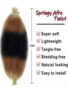 Springy Afro Twist Hair, Ombre Marley Twist Braiding Hair, Marley Hair For Soft Locs Synthetic Crochet Braids Hair Extension For Women(1B/27/613) - Multicolor - View 3