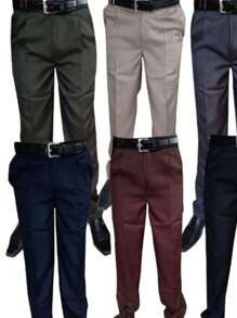 Calça Social Masculina Oxford - Marrom - Visão 5