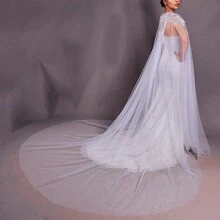 1pc Extra Large Luxury Embroidered Sequin Shawl, Bridal Wedding Party Wrap - VG25 - View 1