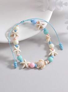 1 cái Nhiều Màu Sắc Xanh Ngọc Sao Biển Hàn Quốc Sáp Sợi Dệt Phụ Nữ Vòng Chân - Nhiều màu - Xem 5