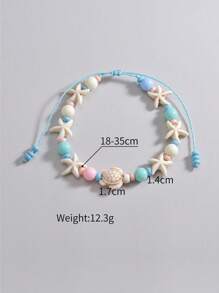 1 cái Nhiều Màu Sắc Xanh Ngọc Sao Biển Hàn Quốc Sáp Sợi Dệt Phụ Nữ Vòng Chân - Nhiều màu - Xem 4