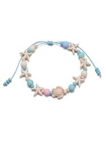 1 cái Nhiều Màu Sắc Xanh Ngọc Sao Biển Hàn Quốc Sáp Sợi Dệt Phụ Nữ Vòng Chân - Nhiều màu - Xem 2