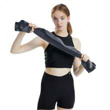 1pc Green/Orange/Light Blue/Navy Blue/Dark Grey Solid Color Double-Sided Flannel Bathrobe-Made Of Ultra-Fine Fibers, With Features Of Quick-Drying, Super Absorbent, Soft, Large In Size And Lightweight. Fashionable, Suitable For Home, Travel, Gym, Yoga, Sports, Beach And Other Occasions. Easy To Clean And Comfortable To Wear, Available In Multiple Sizes. - Dark Grey - View 3