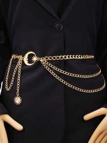 1件装女士合金吊坠腰链，时尚复古优雅身体链，适合万圣节、夏季、学校秋季等场合佩戴。