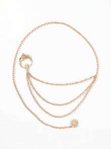 1件装女士合金吊坠腰链，时尚复古优雅身体链，适合万圣节、夏季、学校秋季等场合佩戴。