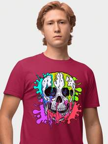 Men T-Shirts - 酒紅色 - 查看 1