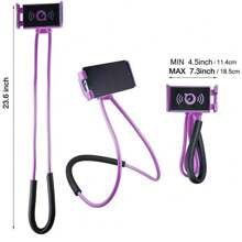 Neck Phone Holder - Universal Hanging On Neck Slouchy Phone Holder DIY Free Rotating Stand On Table Smart Multiple Functions Mobile Phone Mount Stand - Black - View 4