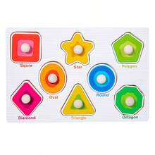 Tablero de agarre de clavijas de madera Montessori para niños, rompecabezas 3D, juguete de bloques de construcción de inteligencia de educación temprana de madera, regalo para niños - Multicolor - Ver 14