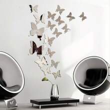 12PCS Pre-Pasted 3D Butterfly Stickers, Rustic And Reusable, Glass And Any Room In Bright Colors - Multicolor - View 3