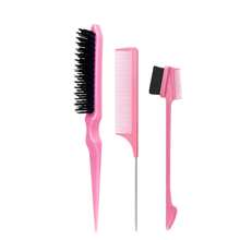 3 件套尖尾梳 & 眉刷 & 尖尾鬃毛刷，用于护发、女孩礼物、发刷/发梳、返校、旅行度假必需品、女士发饰、刷子、发刷、边刷、刷头发、发梳、梳头发、顺发刷、球刷、迷你发刷、发刷套装、木梳 - 彩色 - 查看 12