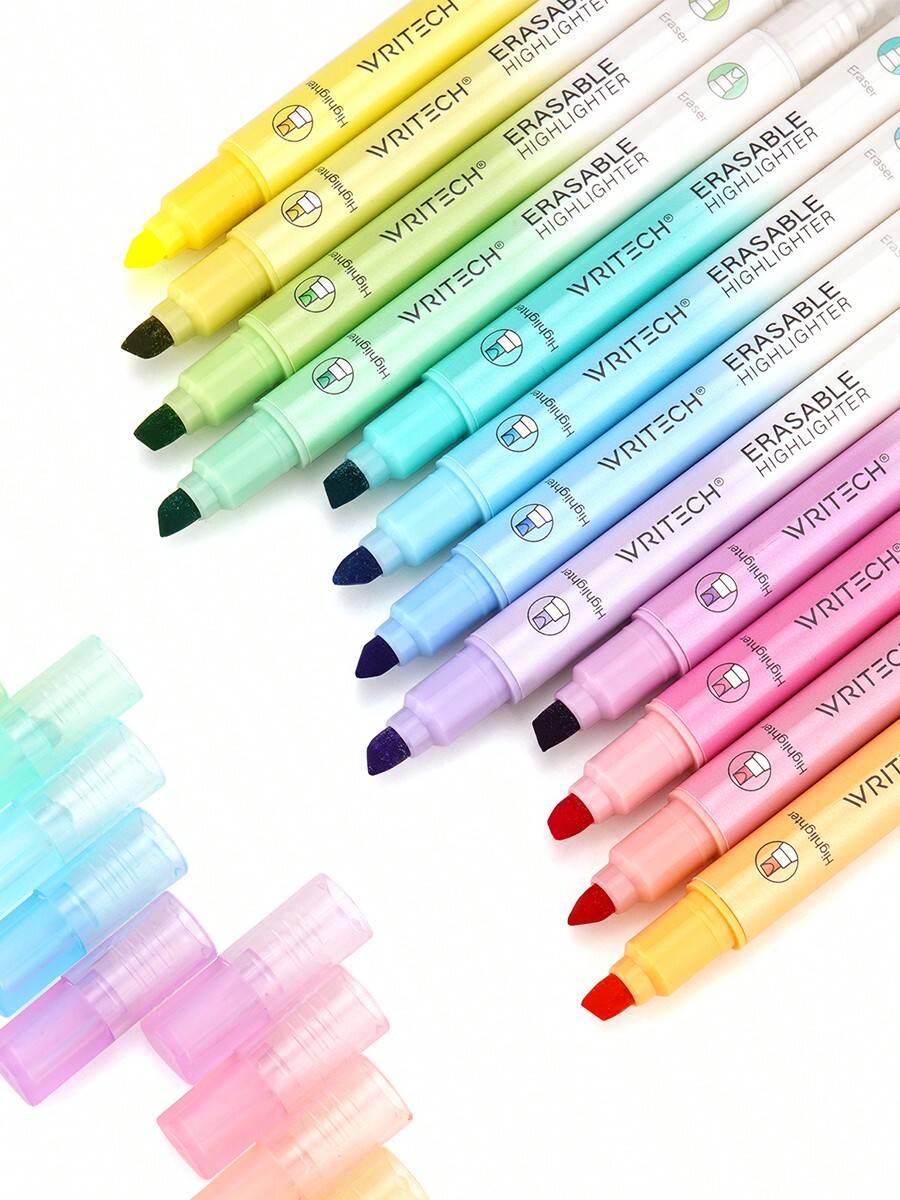 WRITECH Erasable Highlighters Chisel Tip, Smooth Writing No Bleed Double Head Highlighter For