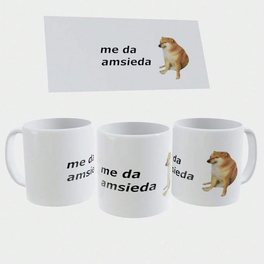 Taza perro Cheems me da amsieda /  chems me da ansiedad Meme - transparente - Ver 1