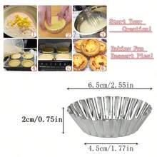 20 Egg Tart Mould, 2.55 Inches (6.5 Centimeters) Tray, Mini Tart Cans, Mini Tart Aluminum Plate Used For Baking, Convenient And Practical