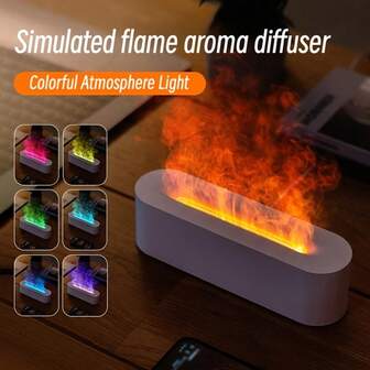 1PC Aromatherapy Air Humidifier, Flame Humidifier, Essential Oil Ultrasonic Diffuser, With USB, 7 Colors