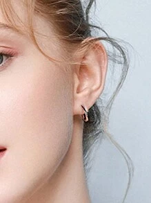 2 Pièces Boucles D'oreilles En Cercle Acrylique Noir Simple Et Élégant Pour Femme