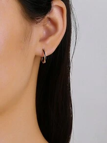 2 Pièces Boucles D'oreilles En Cercle Acrylique Noir Simple Et Élégant Pour Femme