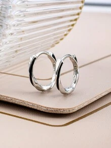 2 Pièces Boucles D'oreilles En Cercle Acrylique Noir Simple Et Élégant Pour Femme