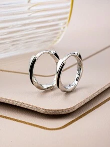 2 Pièces Boucles D'oreilles En Cercle Acrylique Noir Simple Et Élégant Pour Femme