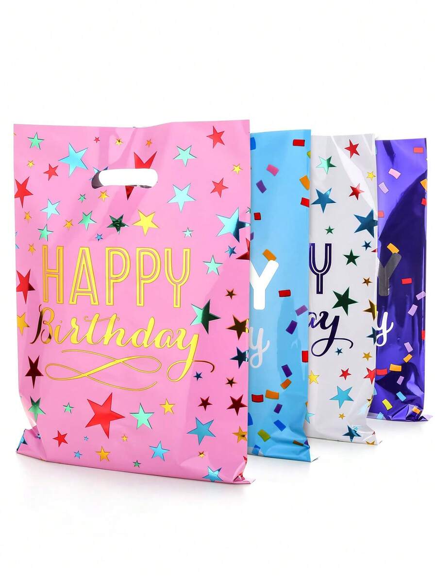 4入組派對禮品袋,糖果禮品袋,生日快樂禮品袋,小孩生日派對或其它場合的小吃禮品袋,例如婚禮、假期等 - 彩色 - 查看 1