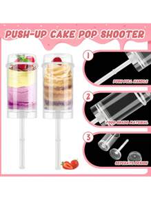 10pcs/20pcs Plastic Cake Push Pop Containers With Lids, Reusable Round Shape Push Up Cake Shooter Clear Cake Holders For Ice Cream Baking Molding - Clear - View 8