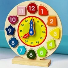 Wooden Clock Model Learning Recognition Time Digital Clock Teaching Aids Toy - Multicolor - View 5