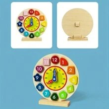 Wooden Clock Model Learning Recognition Time Digital Clock Teaching Aids Toy - Multicolor - View 3