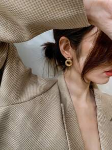 1 đôi Của phụ nữ Đơn giản Hình học Bọc Tông vàng Bông tai stud , Thích hợp Cho công việc , Kỳ nghỉ , Các bữa tiệc Và Đám cưới - vòng tròn hình học - Xem 4